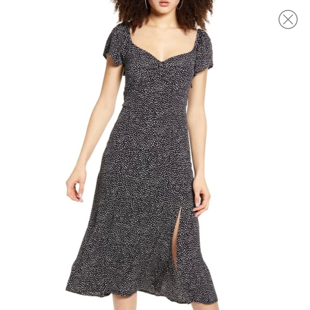 Leith Print High Slit Midi Dress